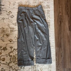 Zara wide cuffed hem herringbone pants.